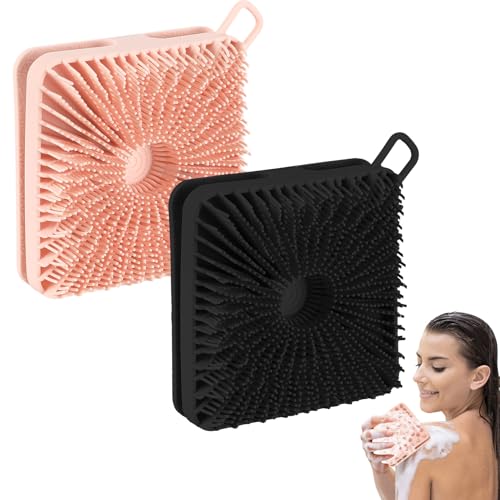 Silicone Body Scrubber 2-Pack Exfoliating Shower Loofah & Scalp Massager
