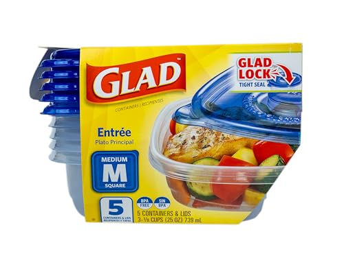 GladWare 25 oz Square Food Storage Containers with Lids - 5 Count