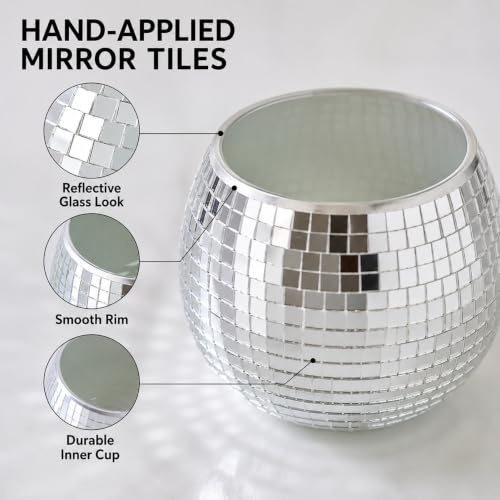 Glass Disco Ball Pencil Holder - Retro Makeup Brush Organizer