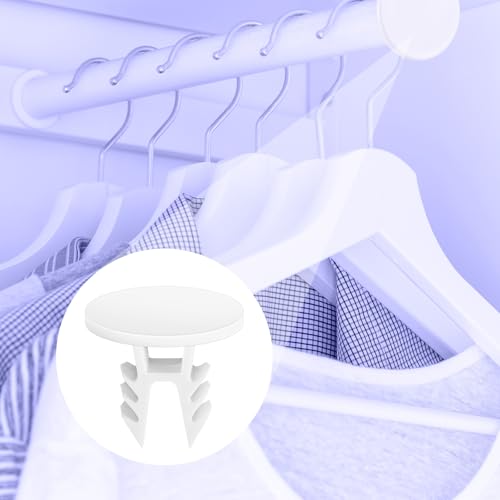 DoubleFill 10 Pcs Closet Rod End Caps, White Plastic Plugs for 1-1.5" Rods