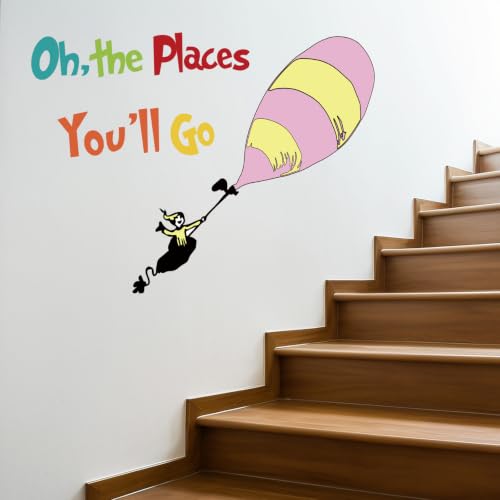 Colorful Inspirational Quote Wall Decal for Kids - 'Oh, the Places You'll Go'