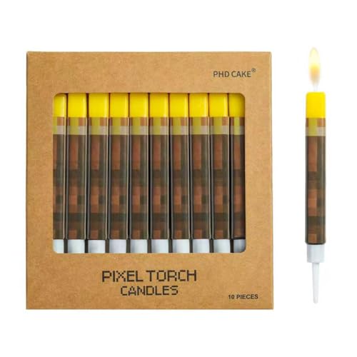 Pixel Torch Birthday Candles - 10-Piece Set for Gaming Parties