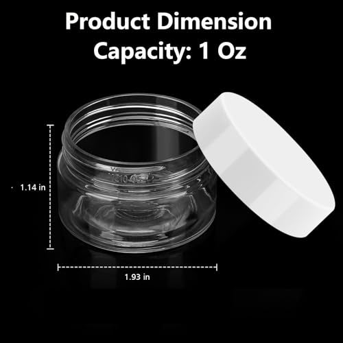 Accmor 1 oz Clear Plastic Cosmetic Jars Travel Containers with Lids 4 Pack