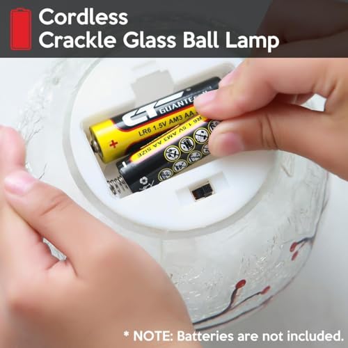 Battery Operated Globe Lamp with Crackle Glass Ball and Timer - Cardinal Decor