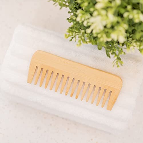 Mnixy Bamboo Wide-Tooth Hair Detangling Comb Anti-Static