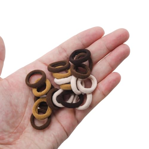 Yinluluna 100PCS Mini Hair Ties Soft Nylon Small Elastics Coffee
