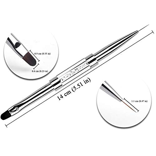 Ycyan Dual-Ended UV Builder Gel Nail Brush & Rhinestone Liner