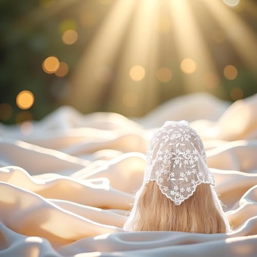 Myuiao White Lace Flower Triangle Headband Sunproof Hair Bandana
