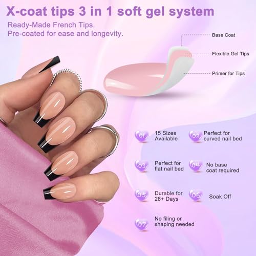 Honey Joy Black French Gel Nail Tips - 150pcs Press On Nails