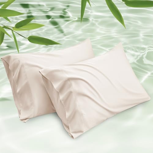 Bedsure Queen Pillow Cases, 100% Rayon Bamboo Set of 2 - Ivory