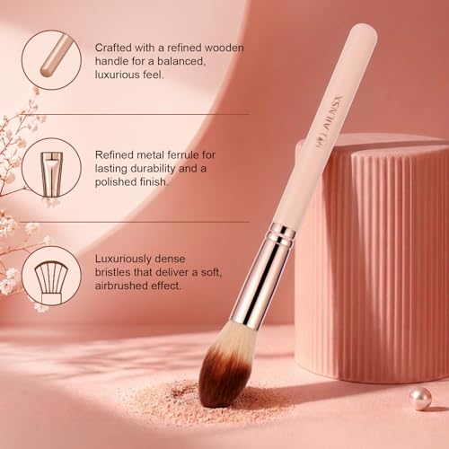 AILNSX Large Powder Makeup Brush - Fluffy Synthetic Face Brush for Setting Powder, Blush and Bronzer with Pink Handle