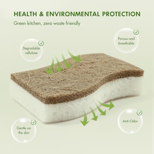 SetSail Biodegradable Kitchen Sponges - 12 Pack Eco-Friendly Dish Cleaners