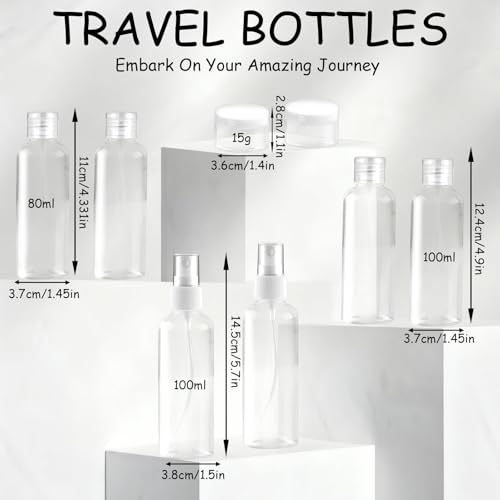 Ninsula 8-Piece TSA Approved Travel Bottles Set - Leak-Proof Toiletries Containers