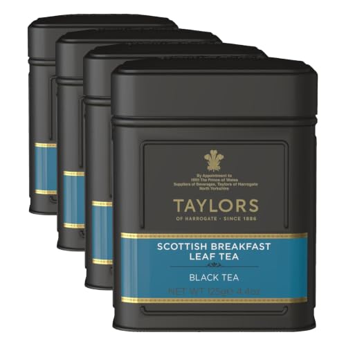 Scottish Breakfast Loose Leaf Tea by Taylors of Harrogate - 4.41 oz Tin Pack of 4
