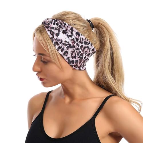 Purple Leopard Cross Elastic Headbands for Women 2Pcs Set