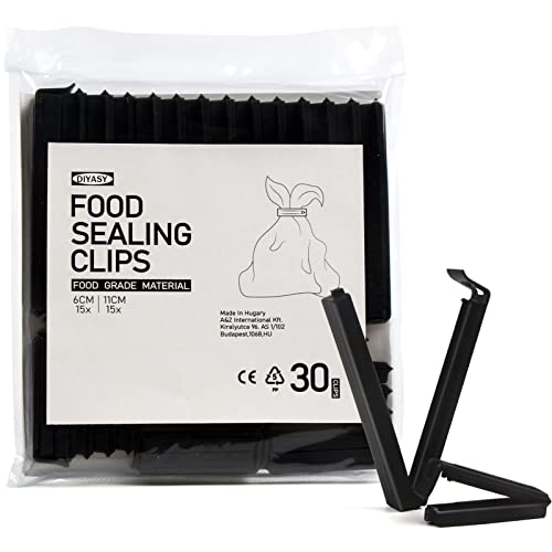 DIYASY Food Bag Clips 30-Pack - Reusable Plastic Sealing Clips for Food Storage