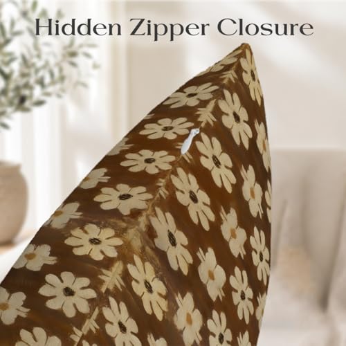 Vintage Floral Throw Pillow Cover 12x20 - Soft Flannel Cushion