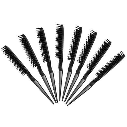 8-Piece 3-Row Rat Tail Hair Styling Comb Set for Detangling Curls