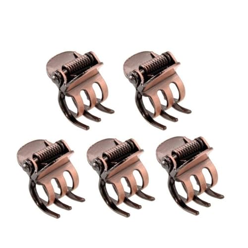 ZGLUZP 5-Pack Bronze Mini Metal Hair Claw Clips for Side Bangs Styling