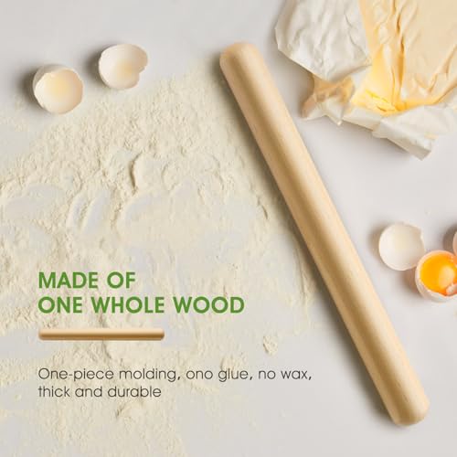 LorisArm 12-inch French Beech Wood Rolling Pin for Baking Dough and Pastry