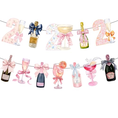 Pink 21st Birthday Banner for Elegant Party Decorations