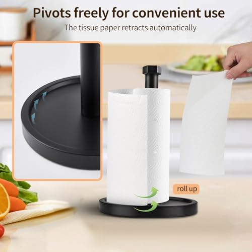 Beser·Win 6.7in Black Stainless Steel Countertop Paper Towel Holder