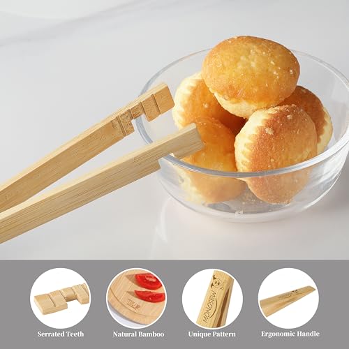 MONGSEW 8-Inch Bamboo Toaster Tongs – Eco-Friendly & Versatile