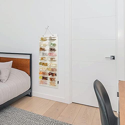 Beige Hanging Hair Claw Clips Organizer for Wall & Closet