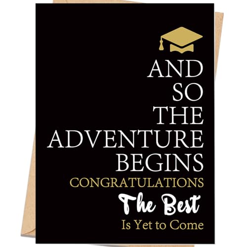 Inspirational Graduation Card - Black & Gold Keepsake Gift (Model SK-131)