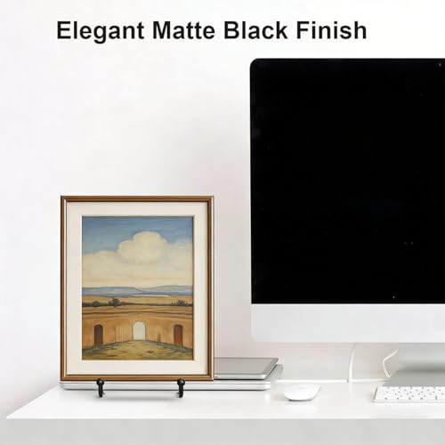 Hoewina 6 Inch Metal Plate Stands for Display - 3 Pack, Matte Black Easel