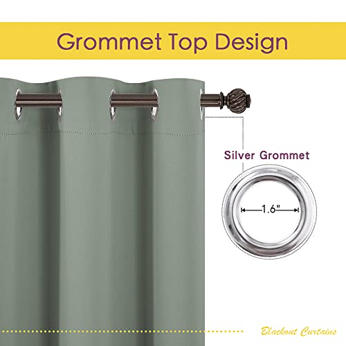 NICETOWN Sage Green Blackout Curtains - 34" x 40" Thermal Grommet Panels