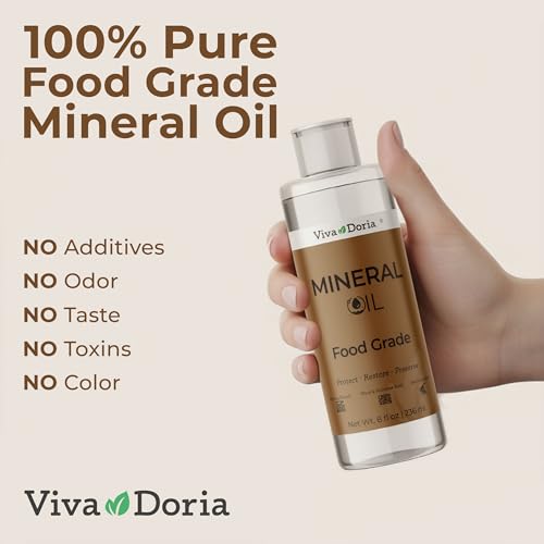 Viva Doria Food Grade Mineral Oil, 8 Fl Oz (Pack of 1) for Wood Care
