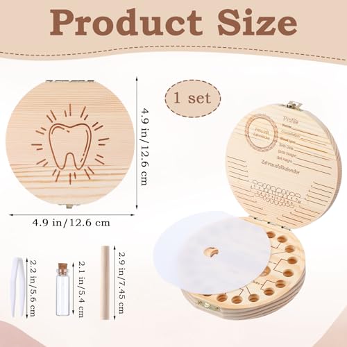Wooden Baby Tooth Fairy Box - Keepsake Organizer with Tweezers