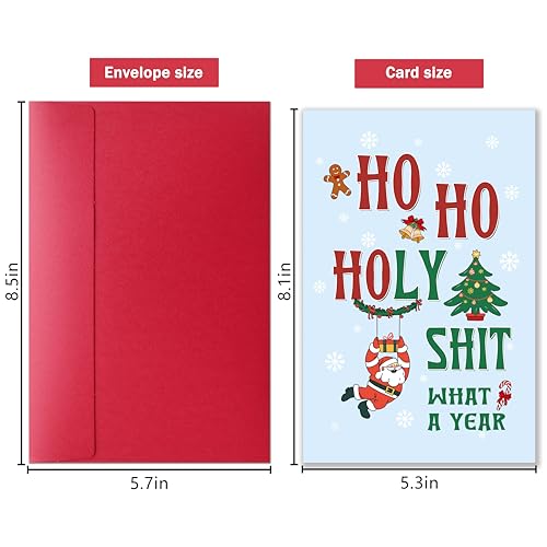 Funny Christmas Card Gifts for Women Men Holy Shit Cheeky Holiday Greeting Card