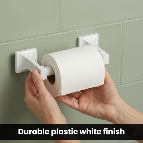 Adjustable Plastic Toilet Paper Holder Spring Rod 3.75-6.5 Inches White