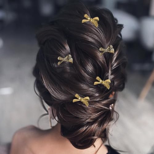 RUSTAMM 10 Pcs Mini Metal Bow Hair Claw Clips Gold & Silver Hair Accessories