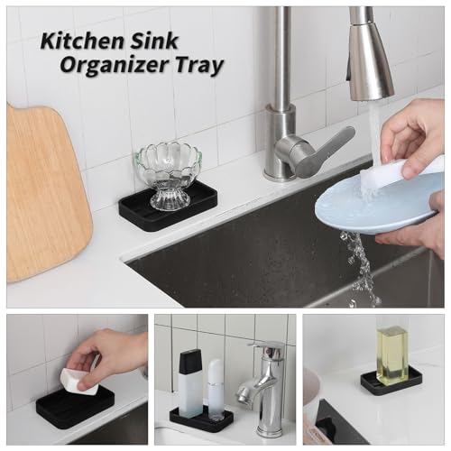 MicoYang Silicone Kitchen Sink Organizer Tray, 4.9" x 3.2" Non-Slip Holder