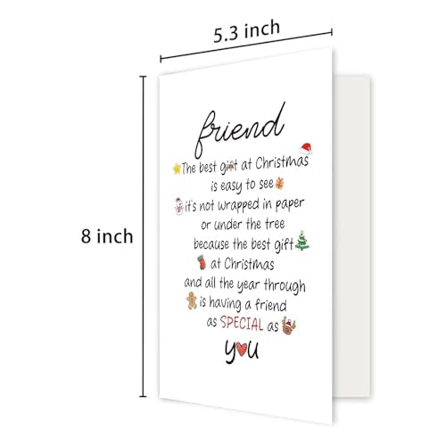 Heartwarming Christmas Card for Best Friend - Premium 8x5.3 Inches