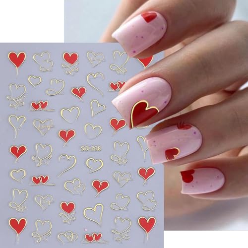 Valentine's Day 3D Self-Adhesive Heart Nail Art Stickers Decals
