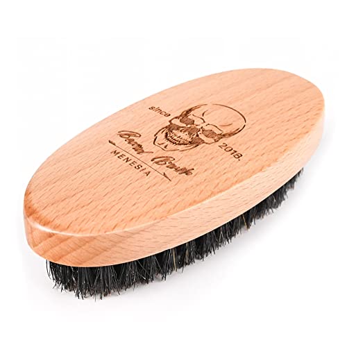 Menesia Soft Boar Bristle Beard Brush - Travel Size Wooden Grooming Brush