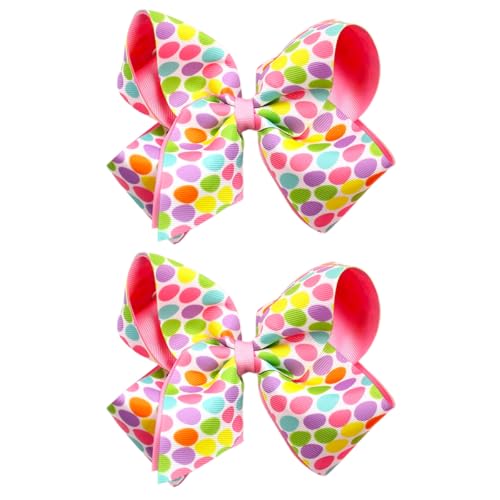 Beleki Easter Eggs Hair Bow Clips 4.5 Inch Grosgrain Ribbon Barrettes
