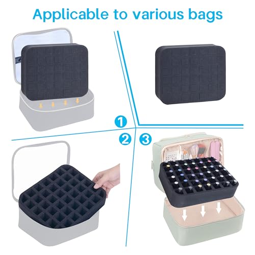 Black Nail Polish Organizer Holder for 42 Bottles (15ml) - Foam Pad with Slots