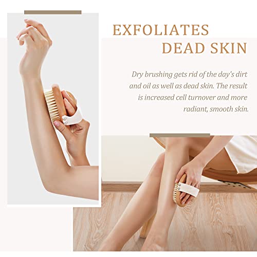 SURDOCA Dry Body Brush, Natural Boar Bristle Exfoliating Shower Scrubber