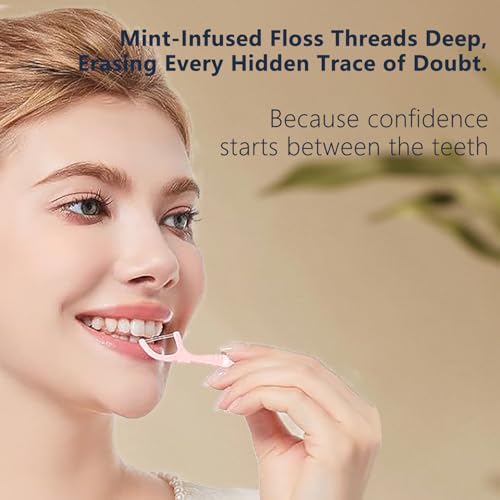 Dual-Line Mint Dental Floss Picks with 2 Travel Cases - 85 Count