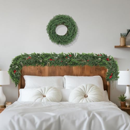 9ft Artificial Cedar Garland with Soft Thick Pine for Christmas Holiday Decor