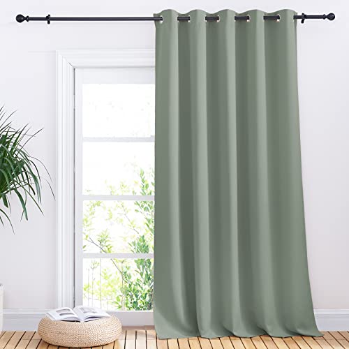 NICETOWN Blackout Curtain Panel, Greyish Green, 70 x 95 Inch Thermal Drape