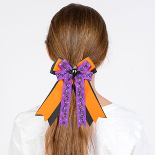 Todu Halloween Ribbon Bow Hair Clip Spider Duckbill Hair Accessory