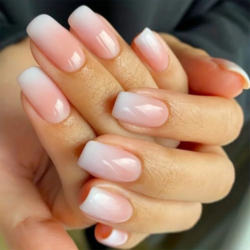 Short Press on Nails 2-Set Almond False Nails with 3D Flower Design