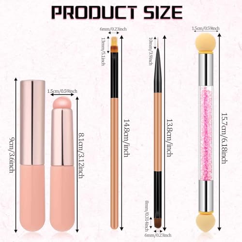 Abeillo 4Pcs Ombre Nail Brush Set with Silicone Sponge and Liner Pens