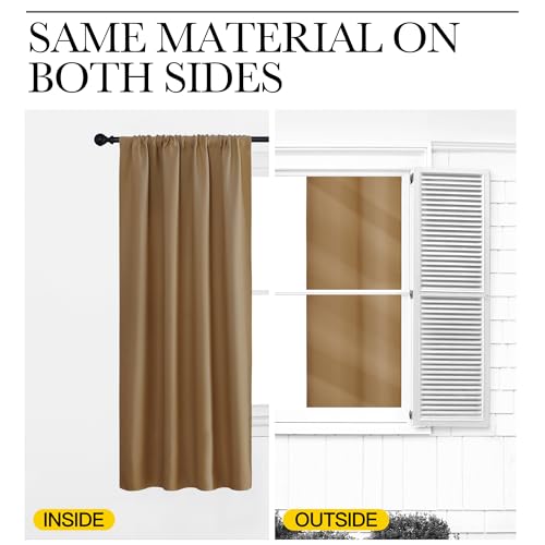 NICETOWN Blackout Curtains - 52" x 63" Thermal Insulated Drapes, Gold Brown